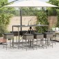 vidaXL Set Bar da Giardino 9 pz con Cuscini in Polyrattan Grigio vidaXL Set Bar da Giardino 9 pz con Cuscini in Polyrattan Grigio