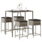 vidaXL Set Bar da Giardino 5 pz con Cuscini in Polyrattan Grigio vidaXL Set Bar da Giardino 5 pz con Cuscini in Polyrattan Grigio