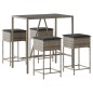 vidaXL Set Bar da Giardino 5 pz con Cuscini in Polyrattan Grigio vidaXL Set Bar da Giardino 5 pz con Cuscini in Polyrattan Grigio