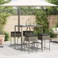 vidaXL Set Bar da Giardino 5 pz con Cuscini in Polyrattan Grigio vidaXL Set Bar da Giardino 5 pz con Cuscini in Polyrattan Grigio