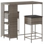 vidaXL Set Bar da Giardino 3pz con Cuscini Grigio in Polyrattan vidaXL Set Bar da Giardino 3pz con Cuscini Grigio in Polyrattan