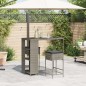 vidaXL Set Bar da Giardino 3pz con Cuscini Grigio in Polyrattan vidaXL Set Bar da Giardino 3pz con Cuscini Grigio in Polyrattan