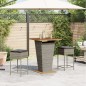 vidaXL Set Bar da Giardino 3pz con Cuscini Grigio in Polyrattan vidaXL Set Bar da Giardino 3pz con Cuscini Grigio in Polyrattan
