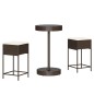 vidaXL Set Bar da Giardino 3 pz con Cuscini in Polyrattan Marrone vidaXL Set Bar da Giardino 3 pz con Cuscini in Polyrattan Marrone