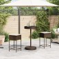 vidaXL Set Bar da Giardino 3 pz con Cuscini in Polyrattan Marrone vidaXL Set Bar da Giardino 3 pz con Cuscini in Polyrattan Marrone