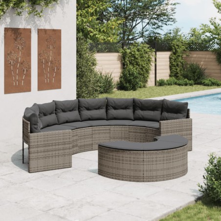 vidaXL Set Divani da Giardino Semicircolare 2 pz in Polyrattan Grigio