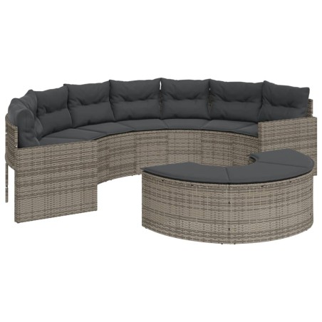 vidaXL Set Divani da Giardino Semicircolare 2 pz in Polyrattan Grigio