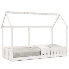 vidaXL Giroletto Casetta Bambini Bianco 90x190 cm Legno Massello Pino