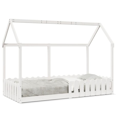vidaXL Giroletto Casetta Bambini Bianco 90x190 cm Legno Massello Pino