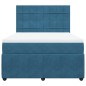 vidaXL Giroletto a Molle con Materasso Blu 160x200 cm in Velluto