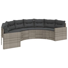 vidaXL Divano da Giardino con Cuscini Semicircolare Grigio Polyrattan