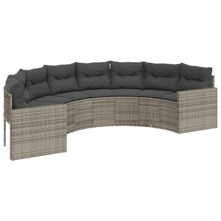 vidaXL Divano da Giardino con Cuscini Semicircolare Grigio Polyrattan