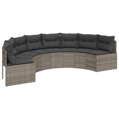 vidaXL Divano da Giardino con Cuscini Semicircolare Grigio Polyrattan