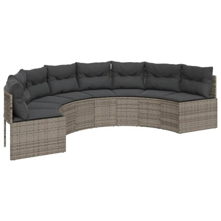 vidaXL Divano da Giardino con Cuscini Semicircolare Grigio Polyrattan