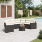 vidaXL Divano Giardino Tavolo e Cuscini Semicircolare Nero Polyrattan vidaXL Divano Giardino Tavolo e Cuscini Semicircolare Nero Polyrattan