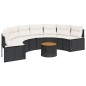 vidaXL Divano Giardino Tavolo e Cuscini Semicircolare Nero Polyrattan vidaXL Divano Giardino Tavolo e Cuscini Semicircolare Nero Polyrattan