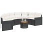 vidaXL Divano Giardino Tavolo e Cuscini Semicircolare Nero Polyrattan vidaXL Divano Giardino Tavolo e Cuscini Semicircolare Nero Polyrattan