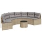 vidaXL Divano Giardino Tavolo e Cuscini Semicircolare Beige Polyrattan vidaXL Divano Giardino Tavolo e Cuscini Semicircolare Beige Polyrattan