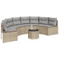 vidaXL Divano Giardino Tavolo e Cuscini Semicircolare Beige Polyrattan vidaXL Divano Giardino Tavolo e Cuscini Semicircolare Beige Polyrattan