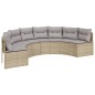 vidaXL Divano Giardino Tavolo e Cuscini Semicircolare Beige Polyrattan vidaXL Divano Giardino Tavolo e Cuscini Semicircolare Beige Polyrattan
