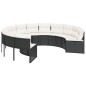 vidaXL Divano da Giardino con Cuscini Circolare Nero in Polyrattan vidaXL Divano da Giardino con Cuscini Circolare Nero in Polyrattan