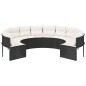 vidaXL Divano da Giardino con Cuscini Circolare Nero in Polyrattan vidaXL Divano da Giardino con Cuscini Circolare Nero in Polyrattan