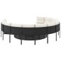 vidaXL Divano da Giardino con Cuscini Circolare Nero in Polyrattan vidaXL Divano da Giardino con Cuscini Circolare Nero in Polyrattan