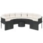 vidaXL Divano Giardino con Tavolo e Cuscini Circolare Nero Polyrattan vidaXL Divano Giardino con Tavolo e Cuscini Circolare Nero Polyrattan