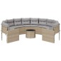 vidaXL Divano Giardino con Tavolo e Cuscini Circolare Beige Polyrattan vidaXL Divano Giardino con Tavolo e Cuscini Circolare Beige Polyrattan