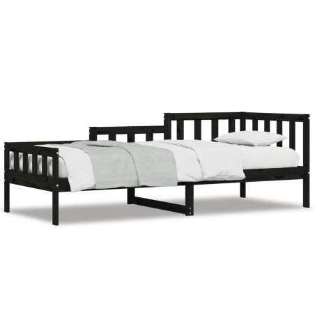 vidaXL Dormeuse Nera 90x190 cm in Legno Massello di Pino