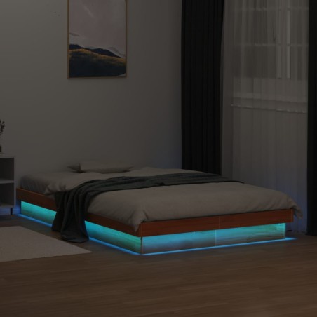vidaXL Giroletto LED Marrone Cera 135x190 cm in Legno Massello di Pino