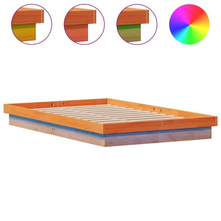 vidaXL Giroletto LED Marrone Cera 135x190 cm in Legno Massello di Pino