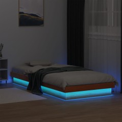 vidaXL Giroletto LED Marrone Cera 90x190 cm in Legno Massello di Pino