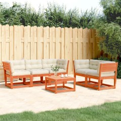 vidaXL Set Divani Giardino 5pz con Cuscini Marrone Cera Massello Pino