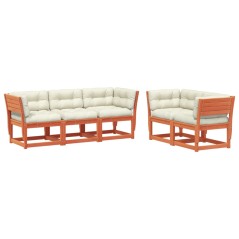 vidaXL Set Divani Giardino 5pz con Cuscini Marrone Cera Massello Pino