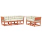 vidaXL Set Divani Giardino 5pz con Cuscini Marrone Cera Massello Pino vidaXL Set Divani Giardino 5pz con Cuscini Marrone Cera Massello Pino