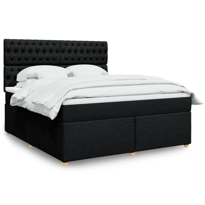 vidaXL Giroletto a Molle con Materasso Nero 180x200 cm in Tessuto