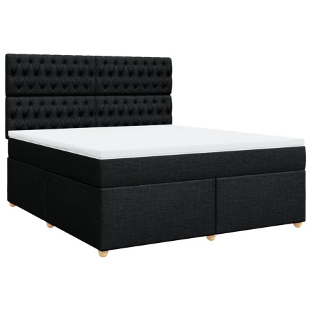 vidaXL Giroletto a Molle con Materasso Nero 180x200 cm in Tessuto