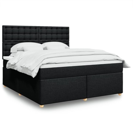 vidaXL Giroletto a Molle con Materasso Nero 180x200 cm in Tessuto