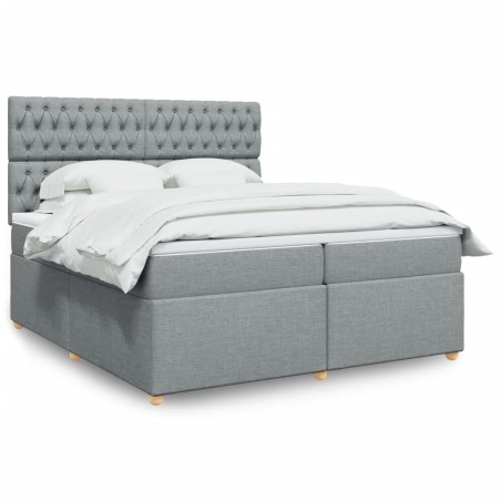vidaXL Giroletto a Molle con Materasso Grigio Chiaro 200x200cm Tessuto