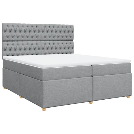 vidaXL Giroletto a Molle con Materasso Grigio Chiaro 200x200cm Tessuto