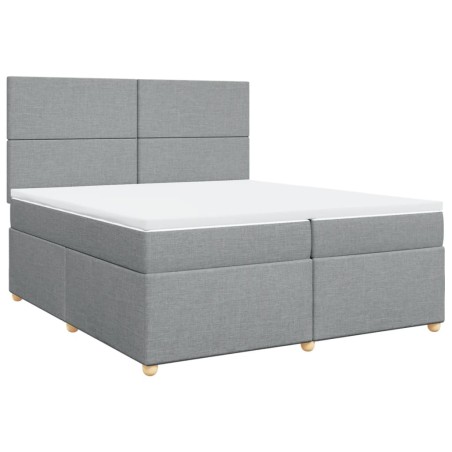 vidaXL Giroletto a Molle con Materasso Grigio Chiaro 200x200cm Tessuto