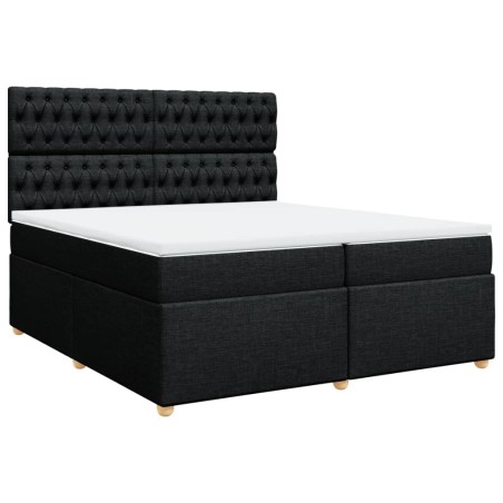 vidaXL Giroletto a Molle con Materasso Nero 200x200 cm in Tessuto