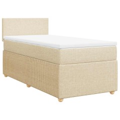 vidaXL Giroletto a Molle con Materasso Crema 90x190 cm in Tessuto