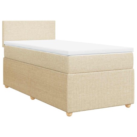 vidaXL Giroletto a Molle con Materasso Crema 90x190 cm in Tessuto