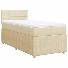vidaXL Giroletto a Molle con Materasso Crema 90x190 cm in Tessuto