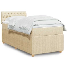 vidaXL Giroletto a Molle con Materasso Crema 90x190 cm in Tessuto