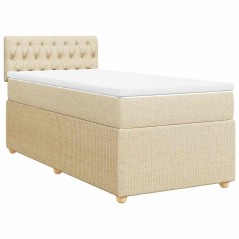 vidaXL Giroletto a Molle con Materasso Crema 90x190 cm in Tessuto