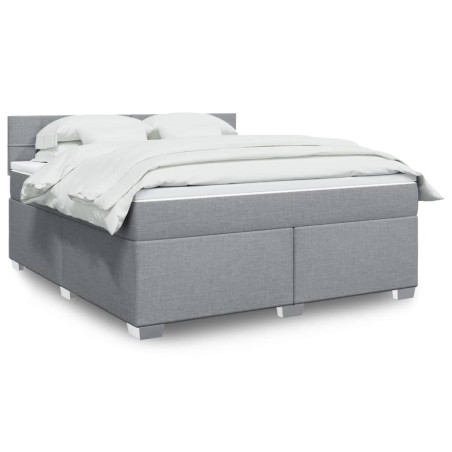 vidaXL Giroletto a Molle con Materasso Grigio Chiaro180x200 cm Tessuto