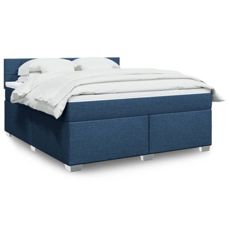 vidaXL Giroletto a Molle con Materasso Blu 180x200 cm in Tessuto